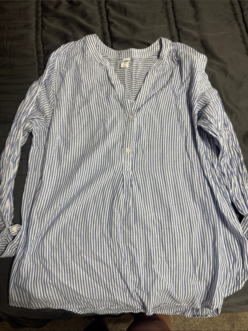Old Navy Blue and White Striped Button-Down Tunic